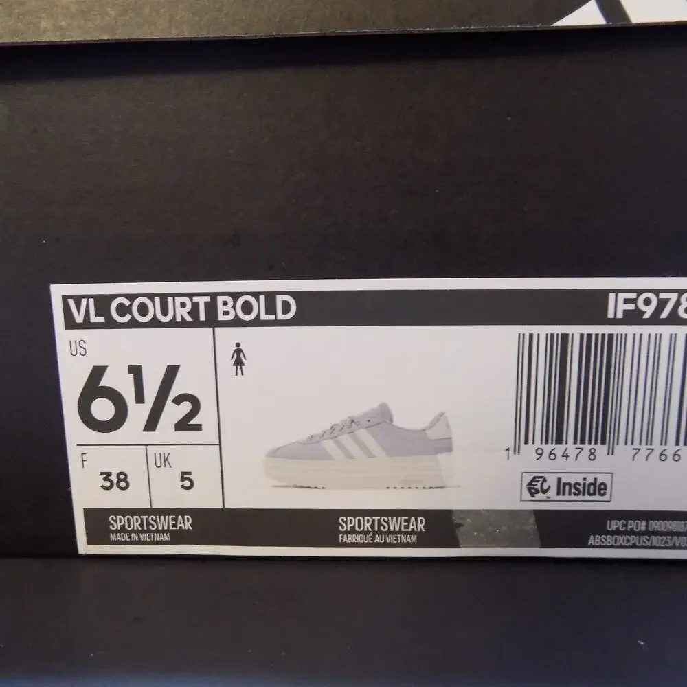 Adidas VL Court Bold Shoe- Size 6.5- New
